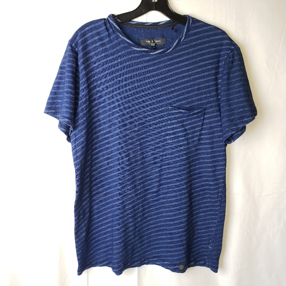 Rag & Bone Blue Striped Shirt Men's Large